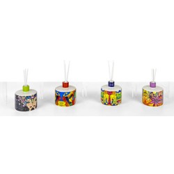 BOTTIGLIA PROFUMATORE CERAMICA STILE NAIF 7,6x7,6x7,8CM CON GIFT BOX