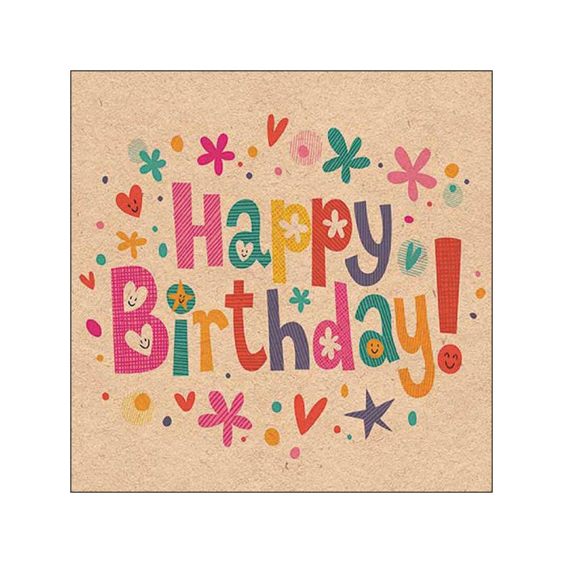 TOVAGLIOLI 33x33 RECYCLED BIRTHDAY WISHES NATURE 20pz