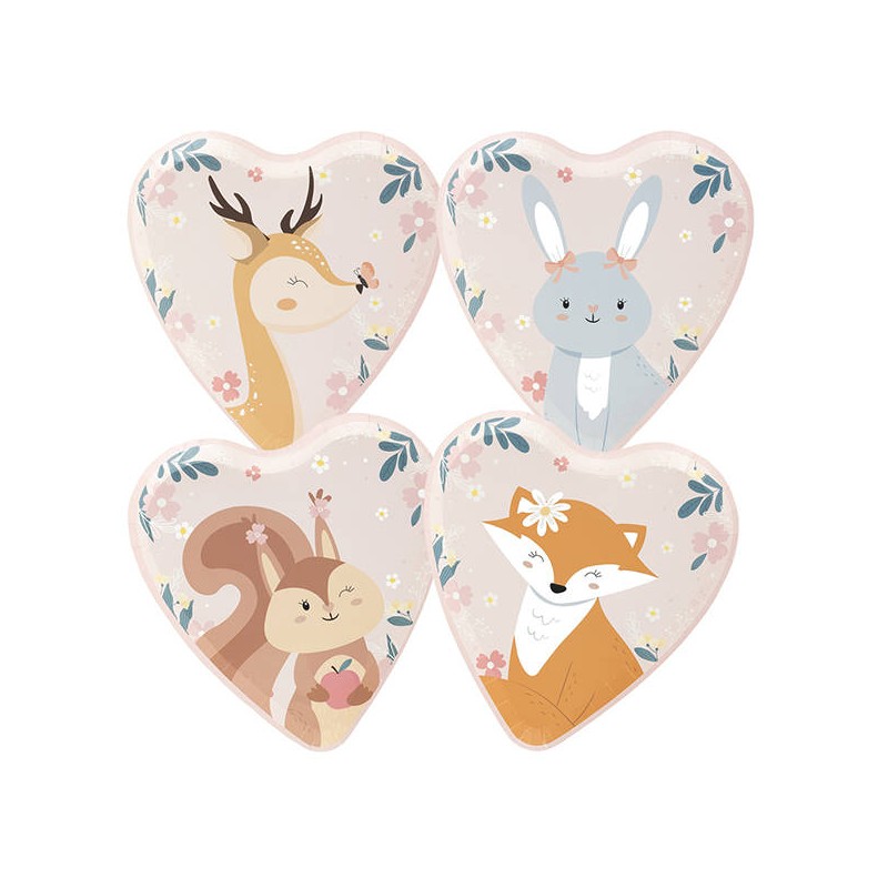 PIATTI CUORE HAPPY FOREST 17x18cm ASS.TI 8pz