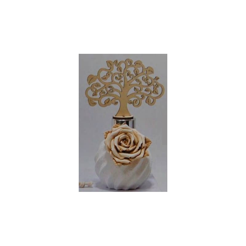 PROFUMATORE C/ALBERO VITA E ROSA BASE TONDA