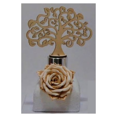 PROFUMATORE C/ALBERO VITA E ROSA BASE QUADRATA