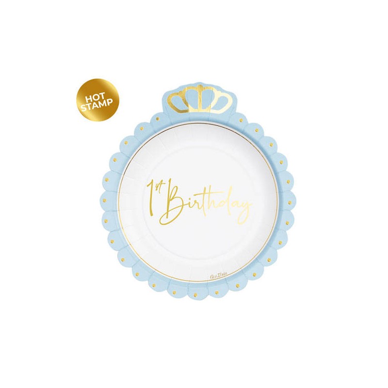 PIATTI PIANI ø20cm PRIMO COMPLEANNO CORONA BOY 8pz