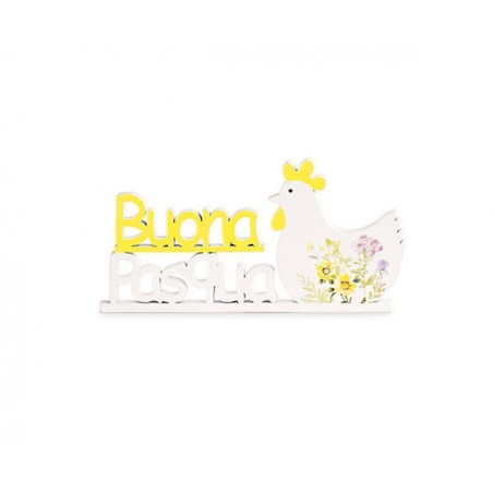 CHIUDIPACCO SCRITTA PASQUA BIANCO E GIALLO 12cm 2pz