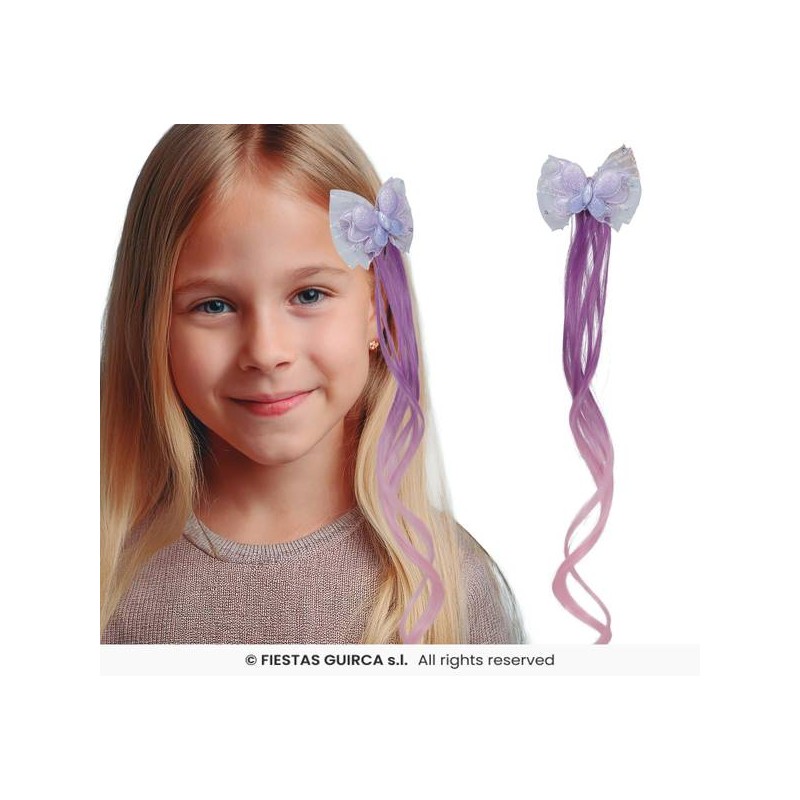CIOCCA CAPELLI LILLA CON FARFALLA 35cm