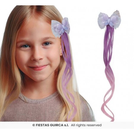 CIOCCA CAPELLI LILLA CON FARFALLA 35cm