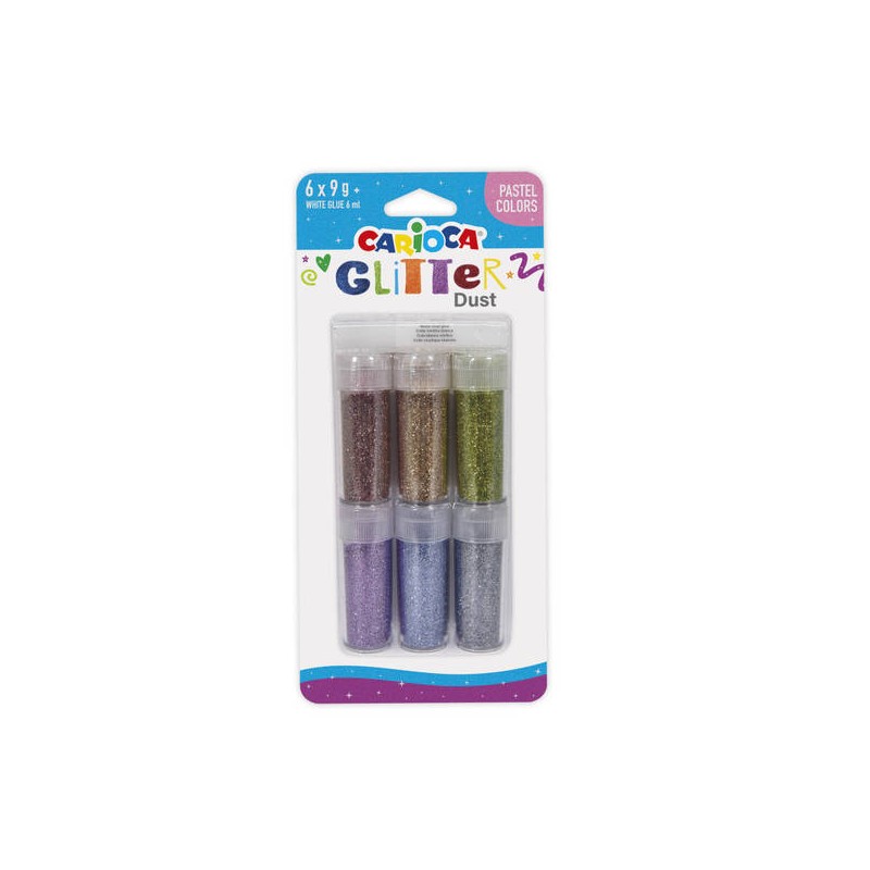 CARIOCA GIARA POLVERE GLITTER 50gr 6pz COLORI PASTEL