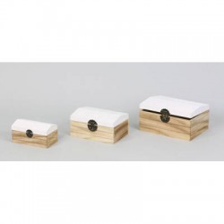 SCATOLA LEGNO NATURALE COPERCHIO BIANCO 30x23x16cm 1/3