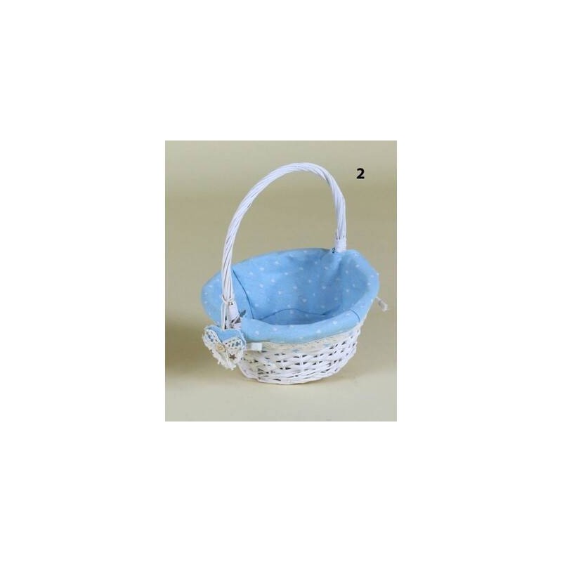 CESTO VIMINI C/MANICO ø24cm STOFFA AZZURRO