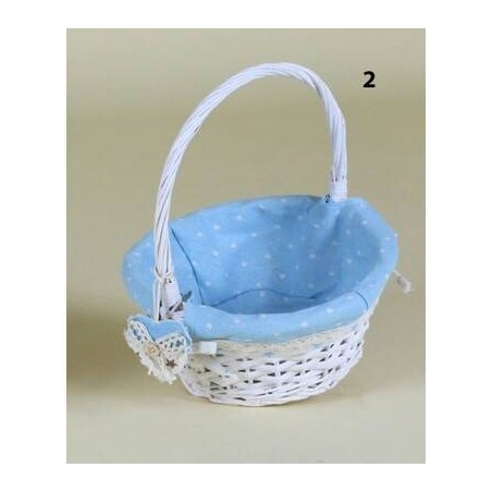 CESTO VIMINI C/MANICO ø24cm STOFFA AZZURRO