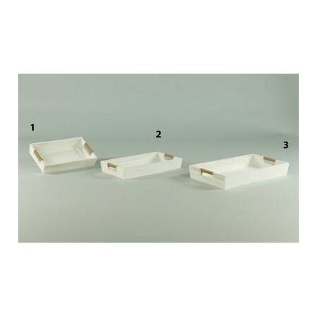 VASSOIO LEGNO BIANCO MAN. CORDA 35x19x6cm RGB