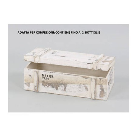 BAULE RETTANGOLARE 38x19x14cm ANTICATO C/SCRITTE