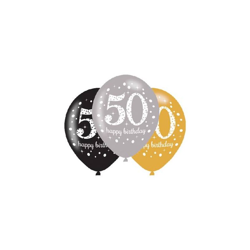 PALLONCINI LATTICE LARGE SPARKLING BIRTHDAY 50 ANNI 6pz