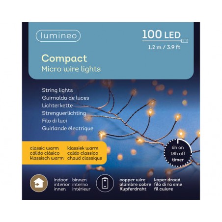 MICRO LED 100 LUCI 1,2mt FILO RAME - CALDO CLASSICO INTERNO