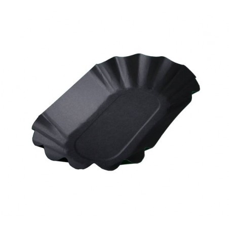 VASSOIO OVALE CARTONCINO TOTAL BLACK 10,5x17,5x3cm 50pz USOBIO