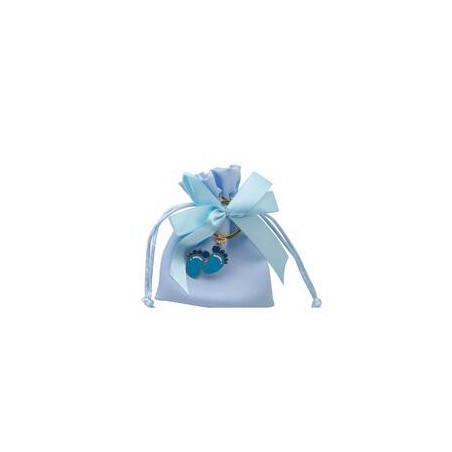 SACCHETTO AZZURRO BOY 9x12cm PORTACHIAVI PIEDE 12pz
