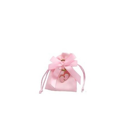 SACCHETTO ROSA 9x12cm PORTACHIAVI PIEDE GIRL 12pz