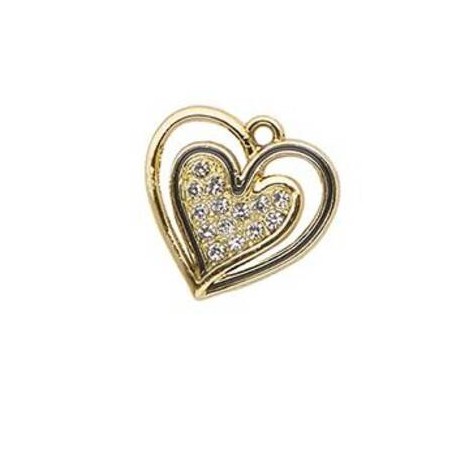 CUORE IN METALLO GOLD C/STRASS 12pz