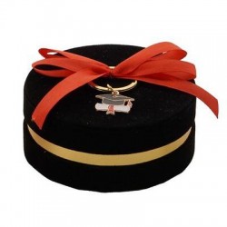 SCATOLINA BOX TONDA NERA ø10x4cm C/PORTACHIAVI LAUREA 6pz