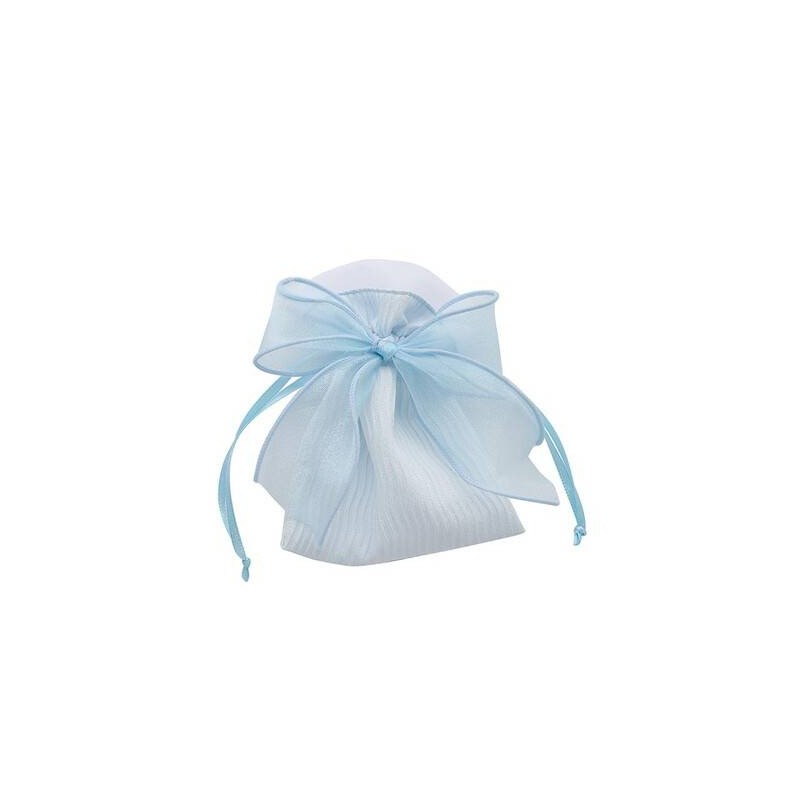 SACCHETTO 9x12cm C/FIOCCO CELESTE 12pz