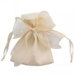 SACCHETTO 9x12cm C/FIOCCO ECRU' 12pz