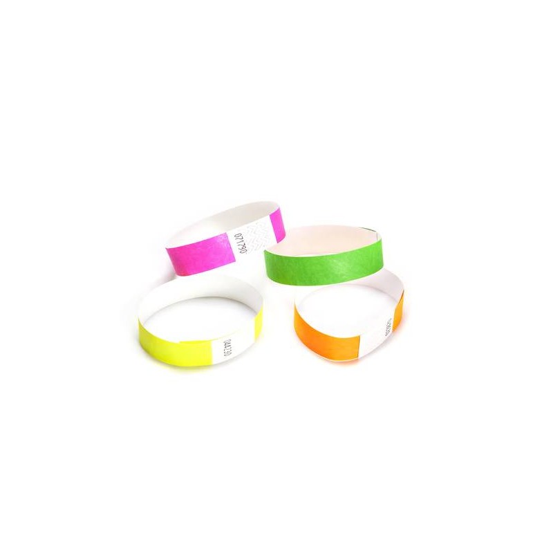BRACCIALETTI CARTA FLUORESCENTI C/ADESIVO 100pz