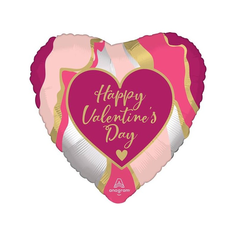 PALLONE MYLAR CUORE HAPPY VALENTINE'S DAY MARBLE 45cm