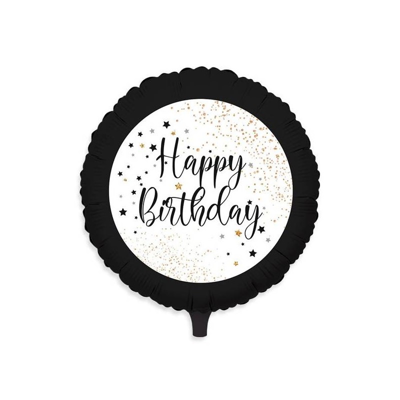 PALLONE MYLAR HAPPY BIRTHDAY CON BORDO NERO 45cm