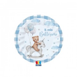 PIATTI DESSERT BATTESIMO TEDDY BEAR CELESTE 8pz