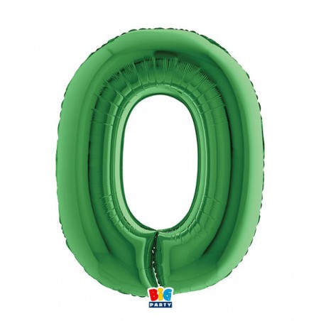 PALLONE NUMERO 0 MYLAR 102cm 40 VERDE