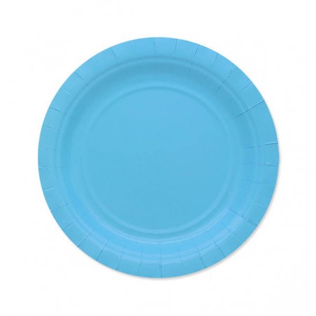 PIATTI DESSERT ECOLOR BIODEGRADABILI 18cm CELESTE 25pz