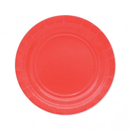 PIATTI DESSERT ECOLOR BIODEGRADABILI 18cm ROSSO 25pz