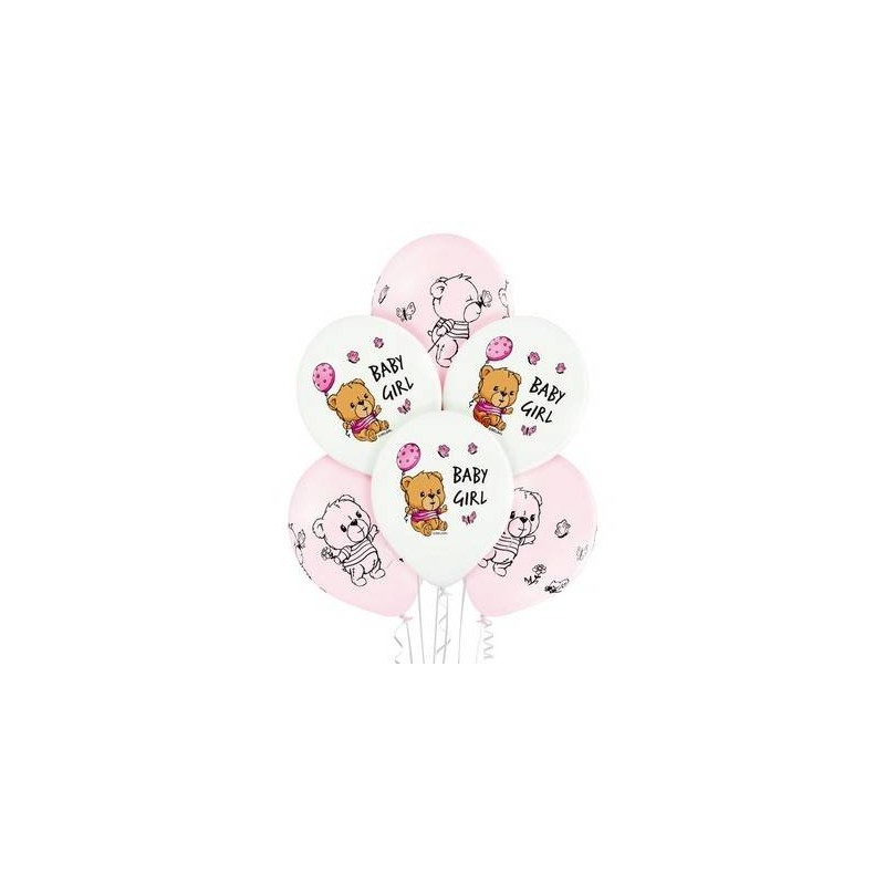 PALLONCINI LATTICE 12'' 30cm ORSO BABY GIRL ASS.TI 6pz