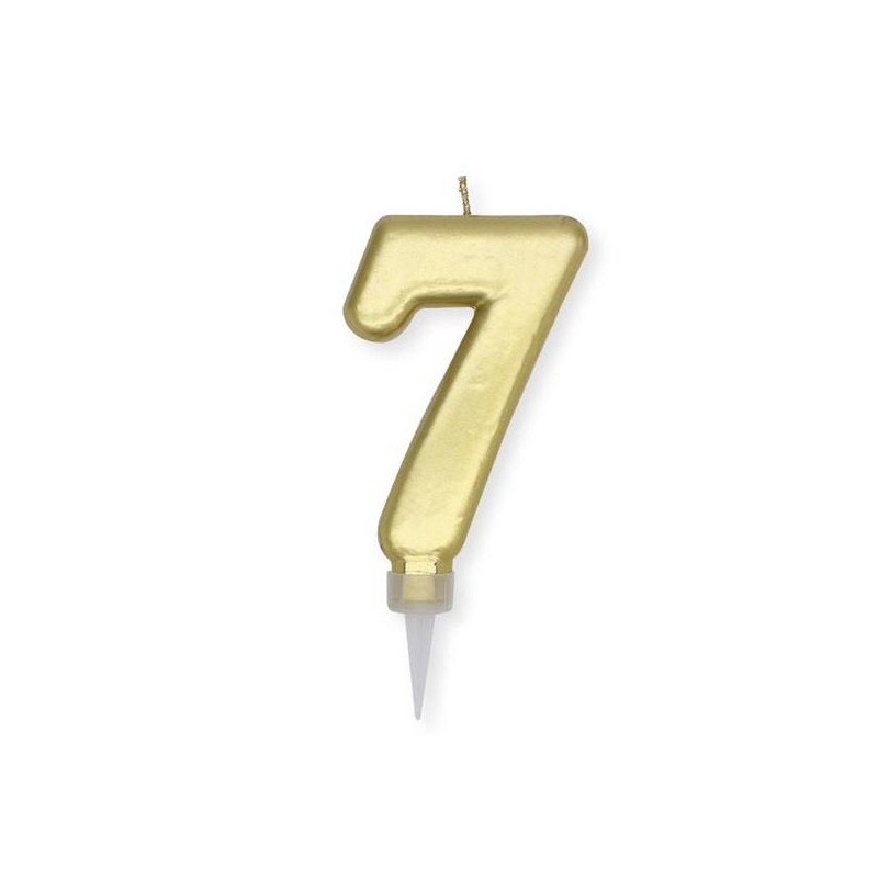 CANDELINA NUMERO 7 PLUMP ORO METAL 10cm