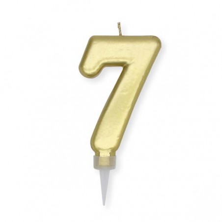 CANDELINA NUMERO 7 PLUMP ORO METAL 10cm