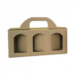 CESTELLO PORTA 3 VASETTI GRANDE C/FIN. 25x8x12cm AVANA LISCIO