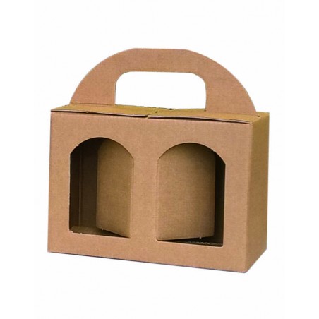 CESTELLO PORTA 2 VASETTI GRANDI AVANA 17x8x12cm