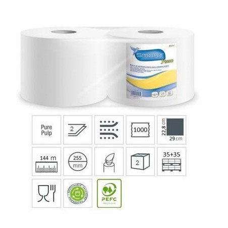 BOBINA SMARTY 1000 2V PURA CELLULOSA 2 ROTOLI