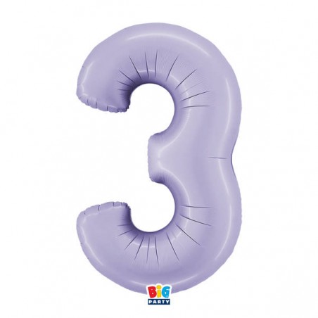 PALLONE NUMERO 3 MYLAR 102cm 40 LILLA