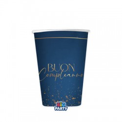 BICCHIERI 250cc BUON COMPLEANNO BLUE NAVY 6pz