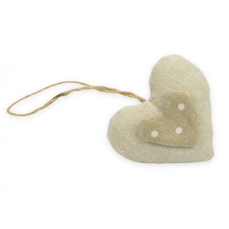 CUORE PORTACONFETTI COTONE BEIGE C/FILO 6pz