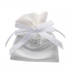SACCHETTO ARGENTO 9x12cm 25ANNIVERSARIO 12pz