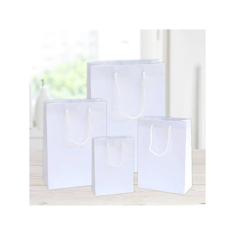 SHOPPER IN CARTA PLASTIFICATA OPACA 10+6,5x12cm BIANCA