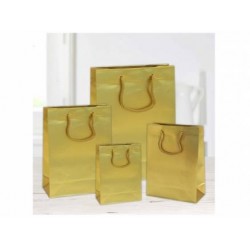 SHOPPER IN CARTA PLASTIFICATA OPACA 22+10x29cm ORO