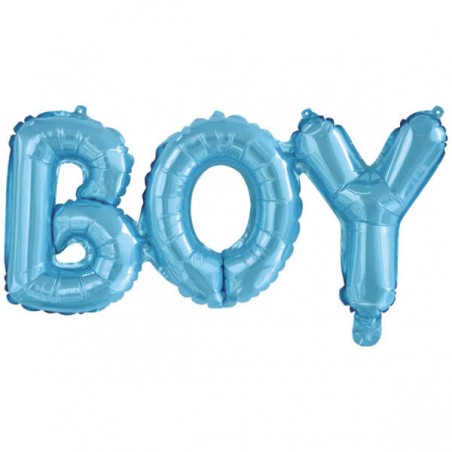 PALLONCINO MYLAR SCRITTA AD ARIA BOY CELESTE H.83cm