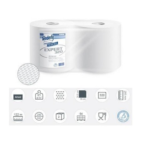 BOBINE AIRLAID TEXICELL EXPERT 320 80gr/mq 320str 122mt 2 ROTOLI