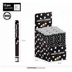 SPARA CORIANDOLI CUORI BIANCHI DI CARTA 40cm