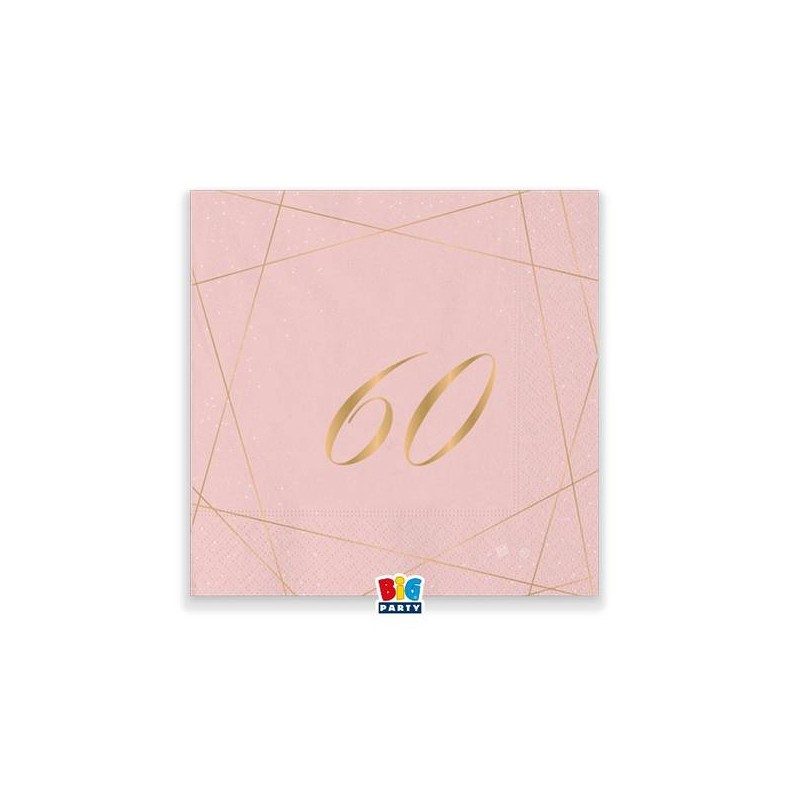 TOVAGLIOLI 25x25cm 60 ANNI ROSE 20pz