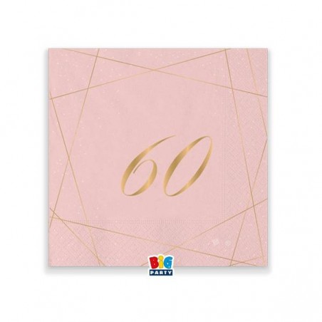 TOVAGLIOLI 25x25cm 60 ANNI ROSE 20pz