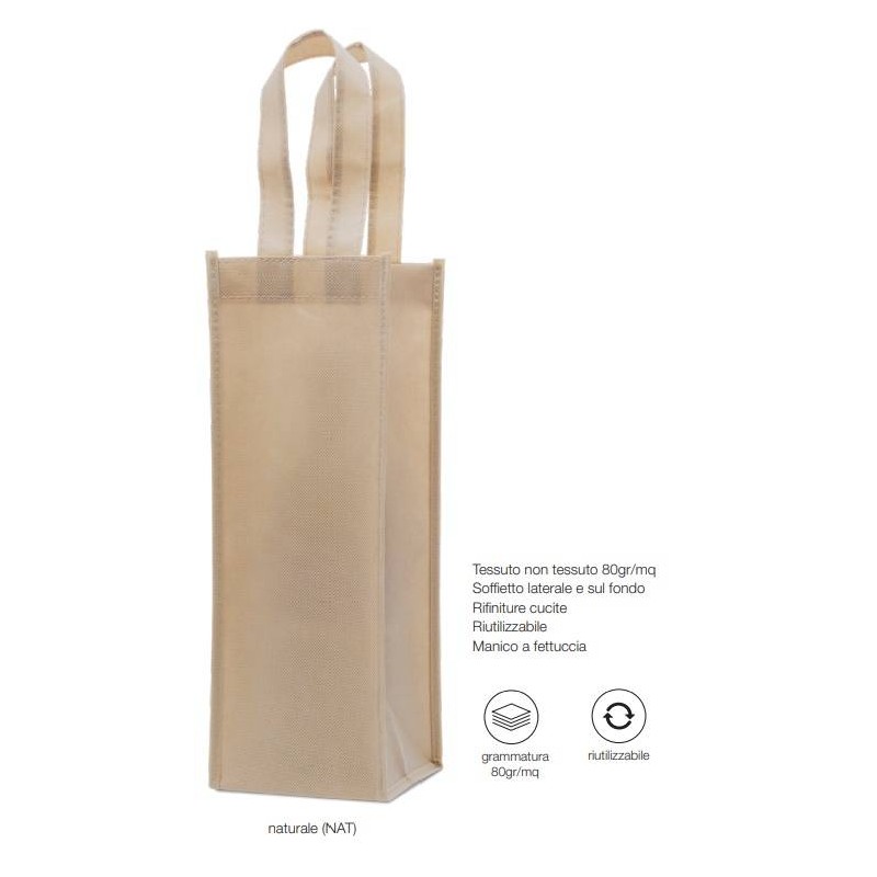 SHOPPER TNT PORTABOTTIGLIE 12+11x34cm NATURAL 10pz