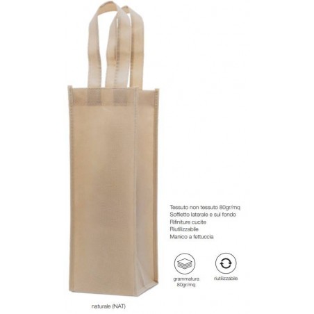 SHOPPER TNT PORTABOTTIGLIE 12+11x34cm NATURAL 10pz